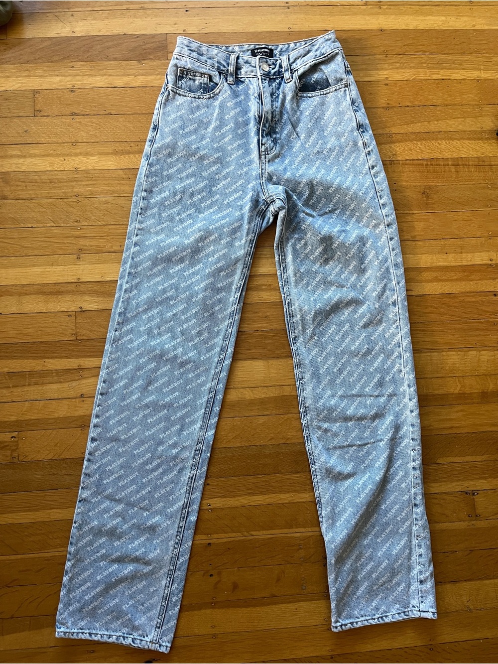 Playboy by Packsun high waisted light wash printed jeans 2 4 pencil vintage 27